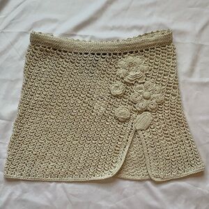 J. Crew Cream Crochet Mini Skirt